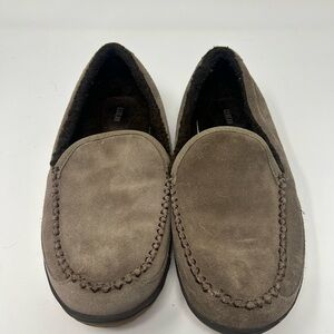 LL Bean Men's Brown Suede Fleece Lined Mountain Moccasin Slippers Size 10M